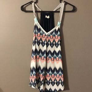 Navy, pink, and white tank